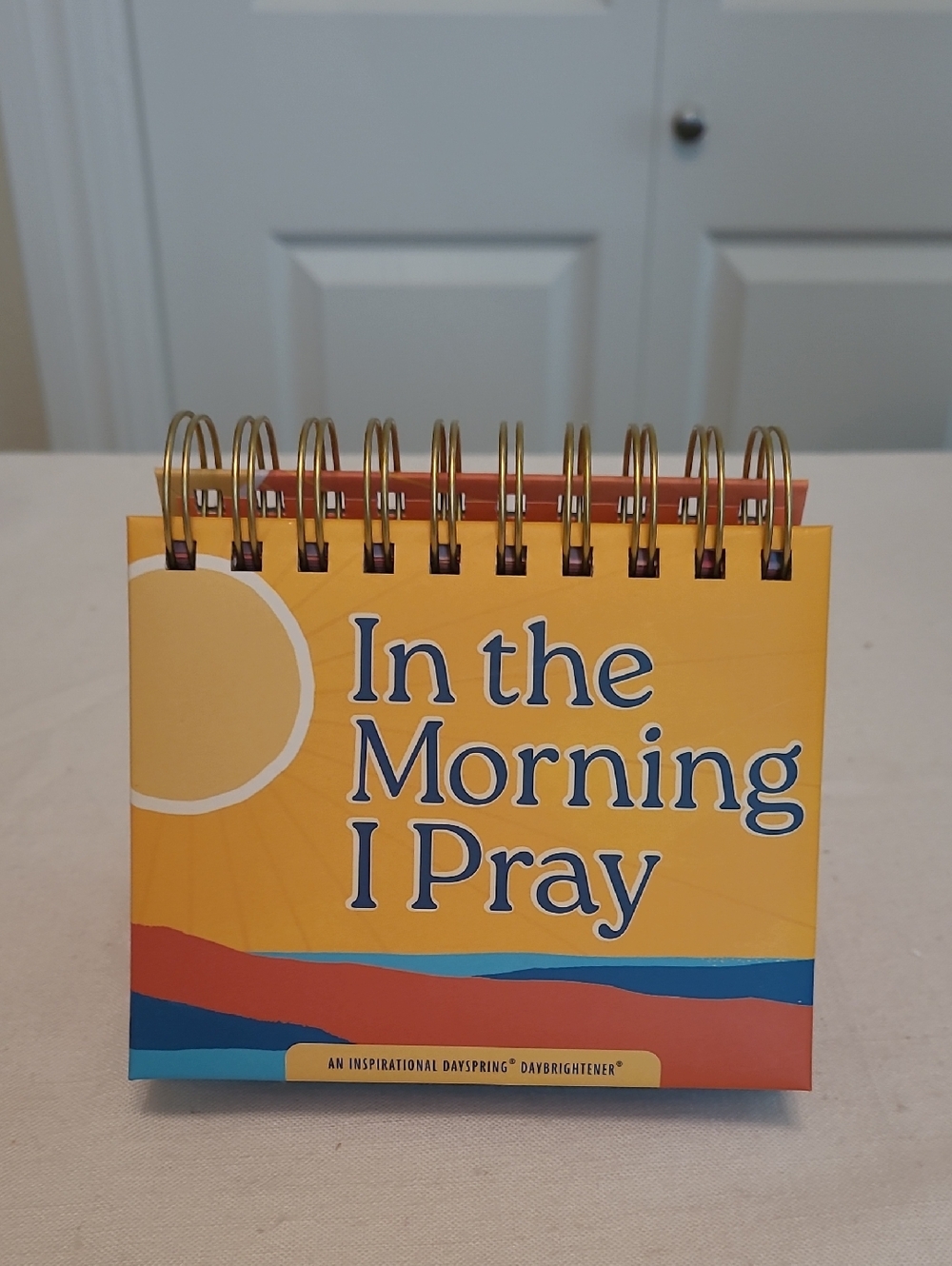 In the Morning I Pray Daily Desk Flip Calendar - Yellow & Blue
